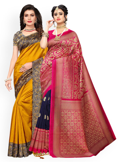 

KALINI Pack Of 2 Sarees, Yellow