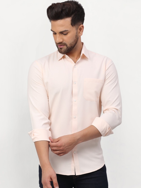 

JAINISH Men Peach-Coloured Solid Regular Fit Casual Shirt