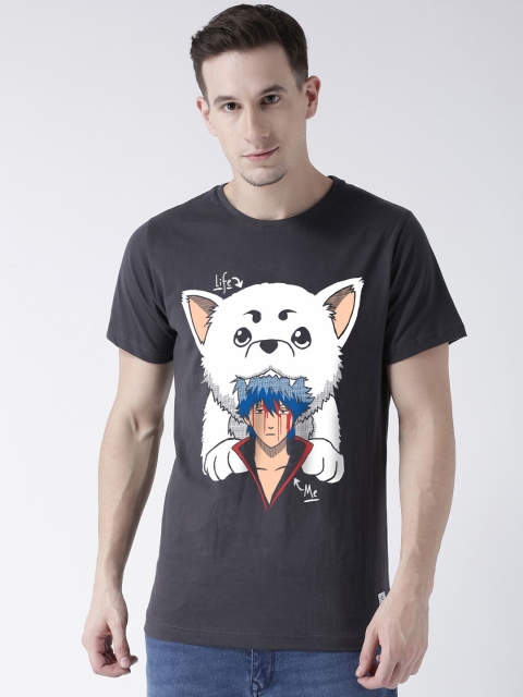 

ComicSense.xyz Men Grey Gintoki Gintama Print Pure Cotton T-shirt