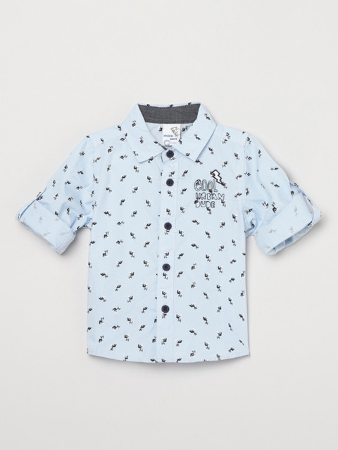 

max Boys Blue Regular Fit Printed Casual Shirt
