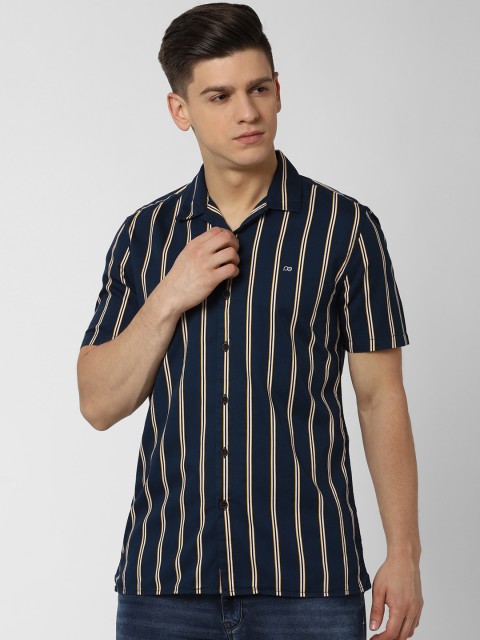

Peter England Casuals Men Navy Blue Slim Fit Striped Casual Shirt
