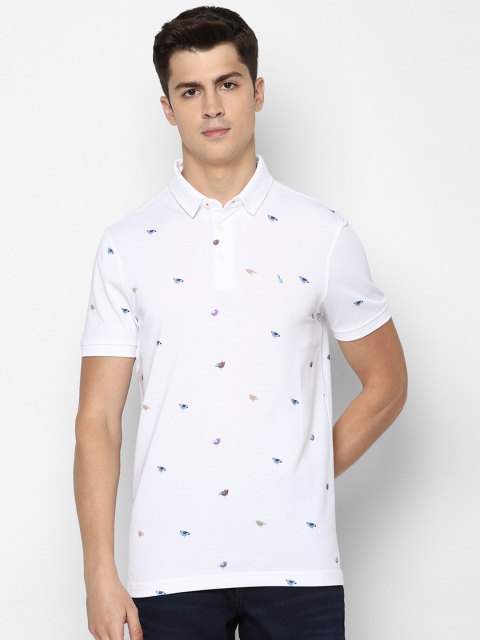 

SIMON CARTER LONDON Men White & Blue Printed Polo Collar T-shirt