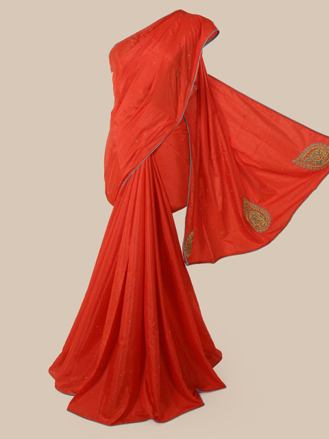 

Pothys Red Embellished Art Silk Saree