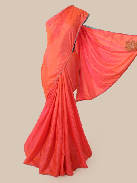 

Pothys Peach Embellished Art Silk Saree