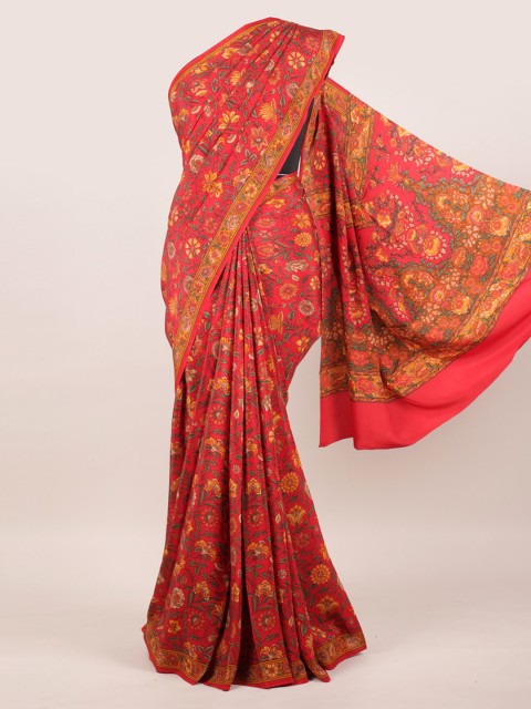 

Pothys Red Floral Pure Crepe Saree