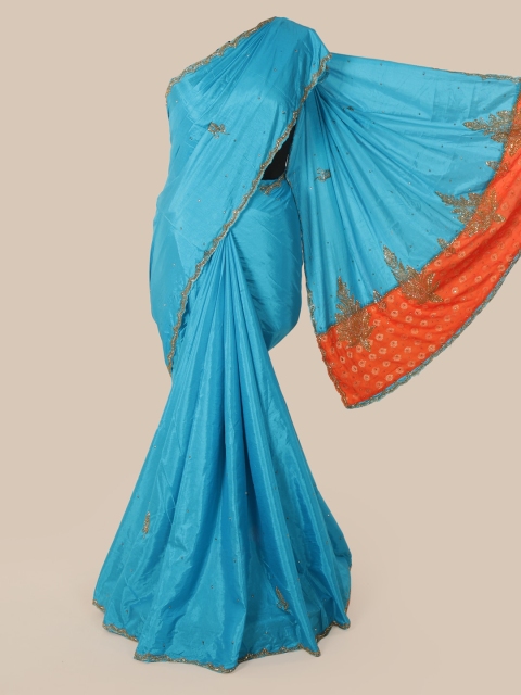 

Pothys Blue Embellished Art Silk Saree