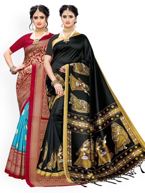 

KALINI Pack Of 2 Sarees, Black