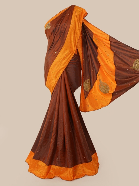 

Pothys Brown Embellished Art Silk Saree