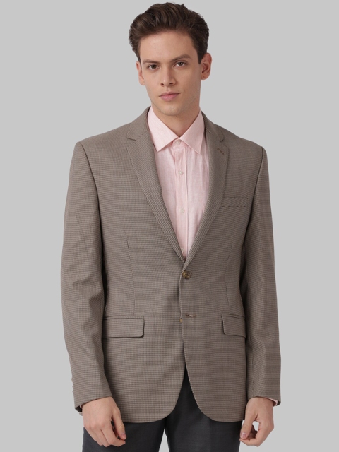 

Park Avenue Men Beige Self-Design Single-Breasted Formal Blazer