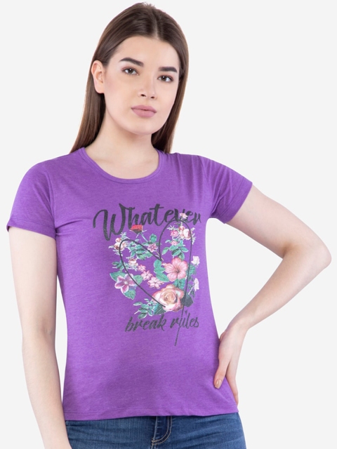 

NEVA Purple & Pink Floral Regular Cotton Top