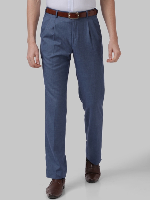 

Park Avenue Men Blue Solid Regular Fit Formal Trousers