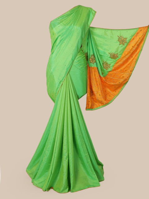 

Pothys Green Embellished Art Silk Saree