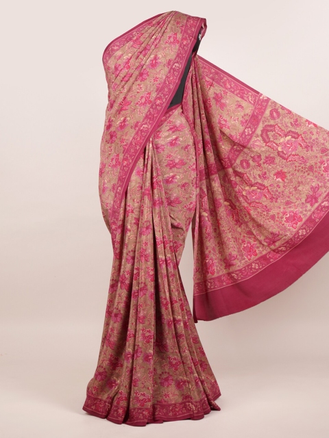 

Pothys Brown Floral Pure Crepe Saree