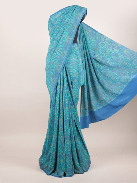 

Pothys Blue Floral Pure Crepe Saree