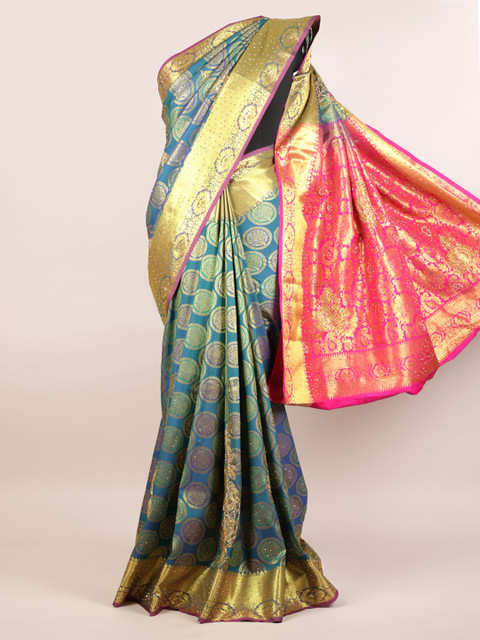 

Pothys Blue Woven Design Zari Pure Silk Kanjeevaram Saree