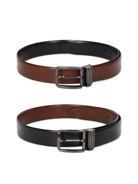 

Van Heusen Men Brown & Black Textured Leather Belt