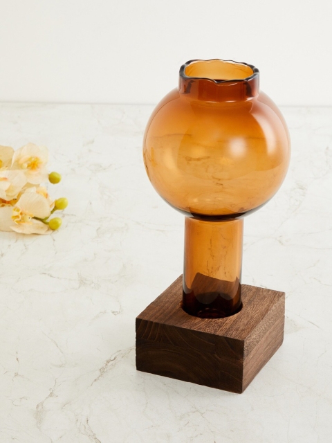 Home Centre Brown Splendid Solid Glass Vase With Base