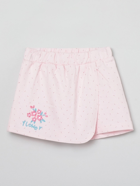 

max Infant Girls Pink Printed Pure Cotton Tulip Mini Skirt