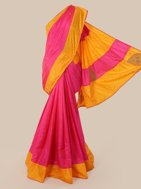 

Pothys Pink Embellished Art Silk Saree