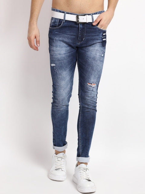 

V2 Value & Variety Men Blue Mildly Distressed Heavy Fade Jeans
