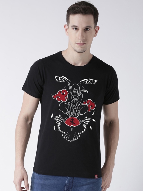 

ComicSense.xyz Men Black Itachi Uchiha Naruto Anime Print Pure Cotton T-shirt