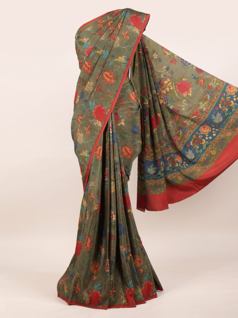 

Pothys Green Floral Pure Crepe Saree