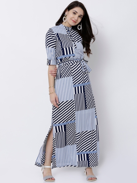 

Tokyo Talkies Blue & White Striped Maxi Dress