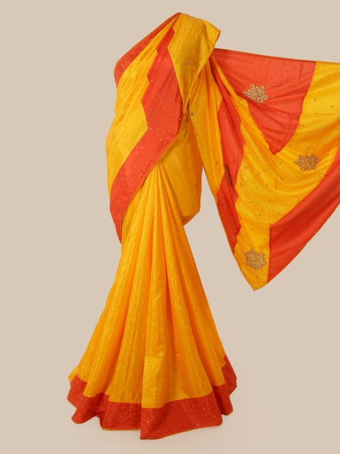 

Pothys Yellow Embellished Art Silk Saree