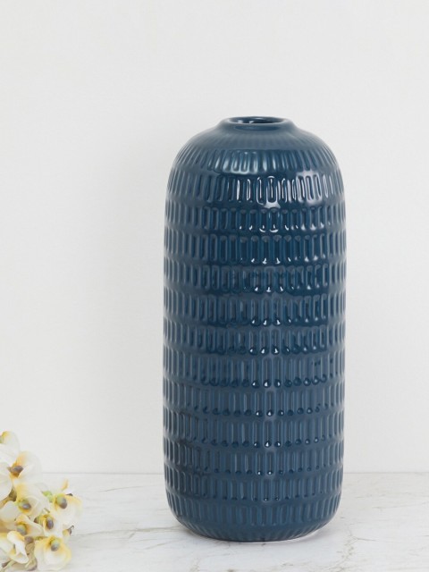 

Home Centre Teal Blue Primrose Textured Vase