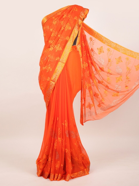 

Pothys Orange Woven Design Pure Chiffon Saree