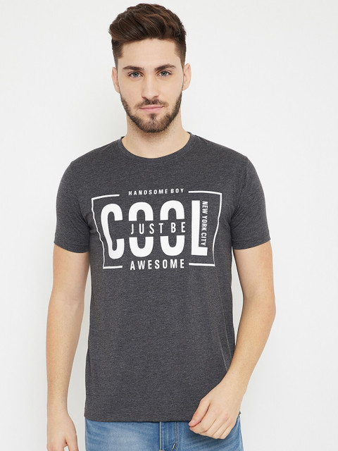 

Bishop Cotton Men Charcoal Grey Typography Printed T-shirt