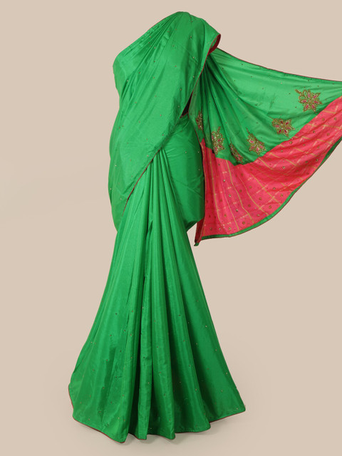 

Pothys Green Embellished Sequinned Art Silk Saree