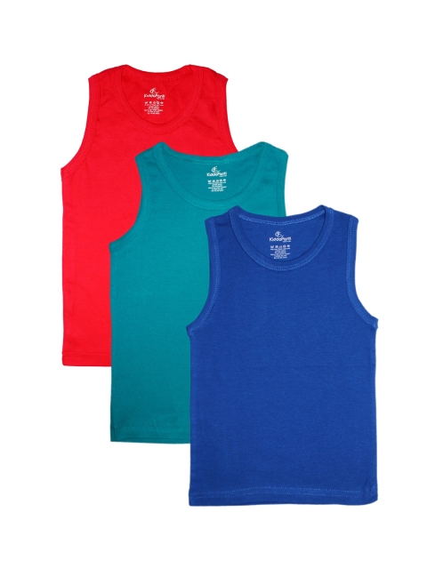 

KiddoPanti Boys Pack Of 3 Solid Pure Cotton Innerwear Vests, Blue