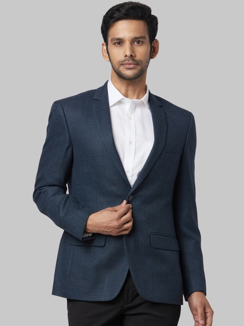 

Park Avenue Men Blue Self-Design Single-Breasted Formal Blazer