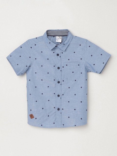 

max Boys Blue Regular Fit Printed Casual Shirt