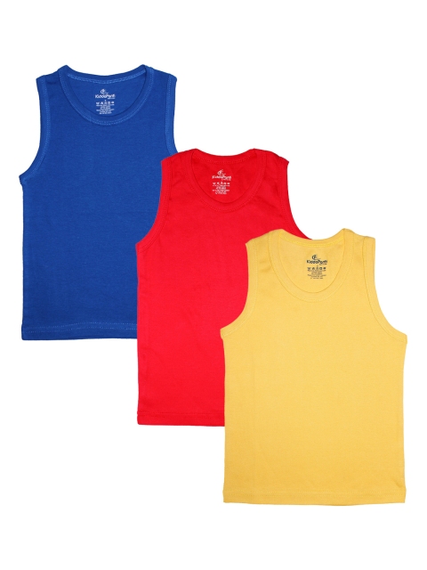 

KiddoPanti Boys Pack Of 3 Solid Pure Cotton Innerwear Vests, Blue