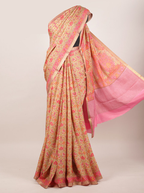 

Pothys Beige Floral Pure Crepe Saree