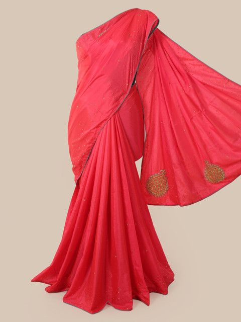 

Pothys Pink Embellished Beads and Stones Art Silk Saree