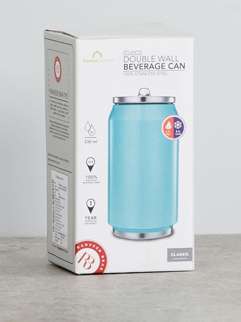 

Home Centre Blue Solid Stainless Steel Double Wall Beverage Can 350 ML