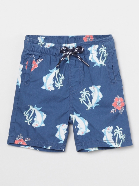 

max Boys Blue Printed Regular Fit Regular Shorts