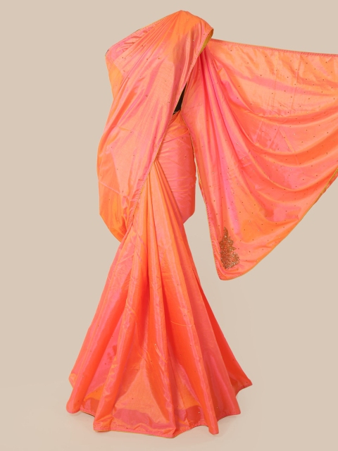 

Pothys Peach Embellished Art Silk Saree