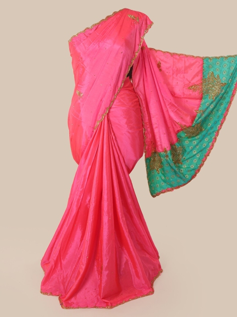 

Pothys Pink Beads and Stones Art Silk Heavy Work Saree