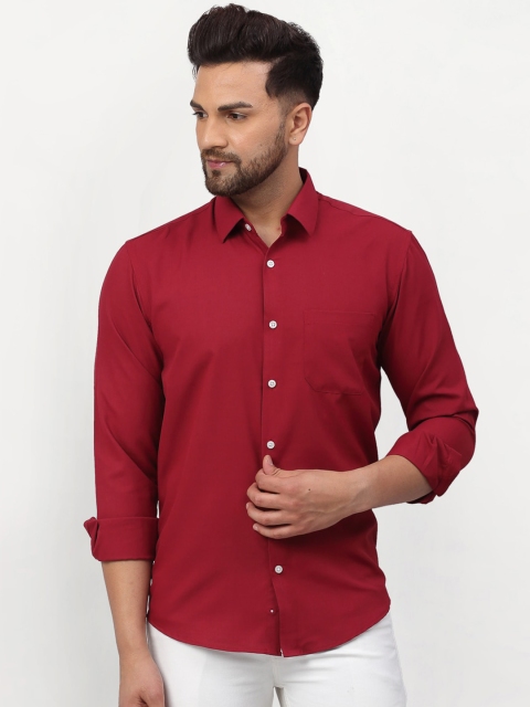 JAINISH Men Maroon Regular Fit Solid Casual Shirt