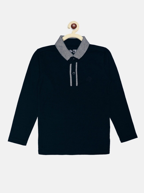 

CHIMPRALA Boys Navy Blue Polo Collar T-shirt