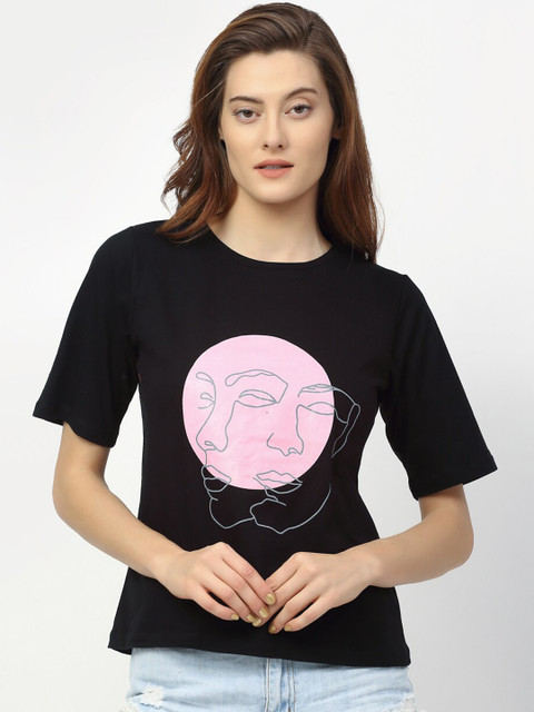 

Rigo Black Printed Cotton Regular Top