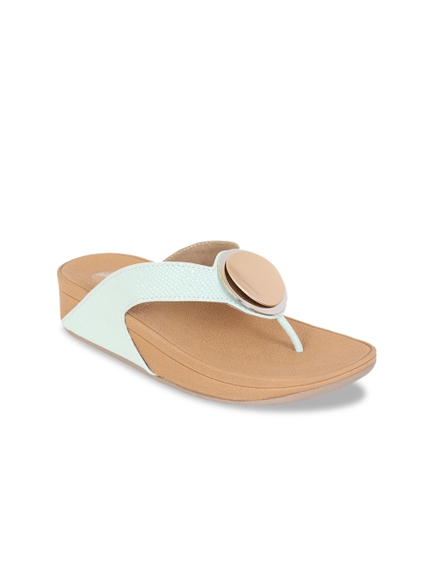 

Zyla Women Sea Green & Gold-Toned Textured Comfort Heels