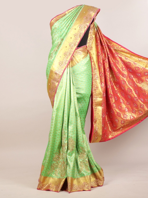 

Pothys Green & Red Woven Design Pure Silk Kanjeevaram Saree