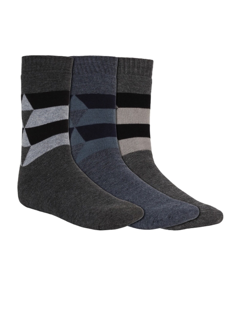 

Creature Men Pack Of 3 Patterned Calf-Length Socks, Grey