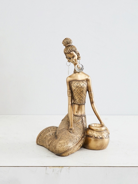 

Home Centre Gold-Toned Jaguar African Sitting Lady Polyresin Figurine