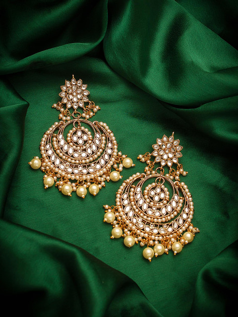 

aadita Gold-Plated Contemporary Chandbalis Earrings